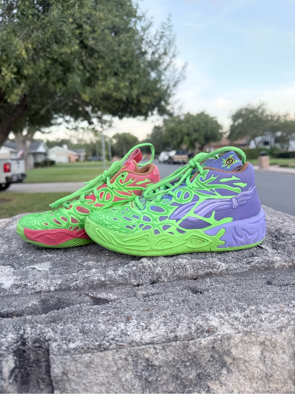 Puma Kids Neon Green, Purple & Pink Sneakers